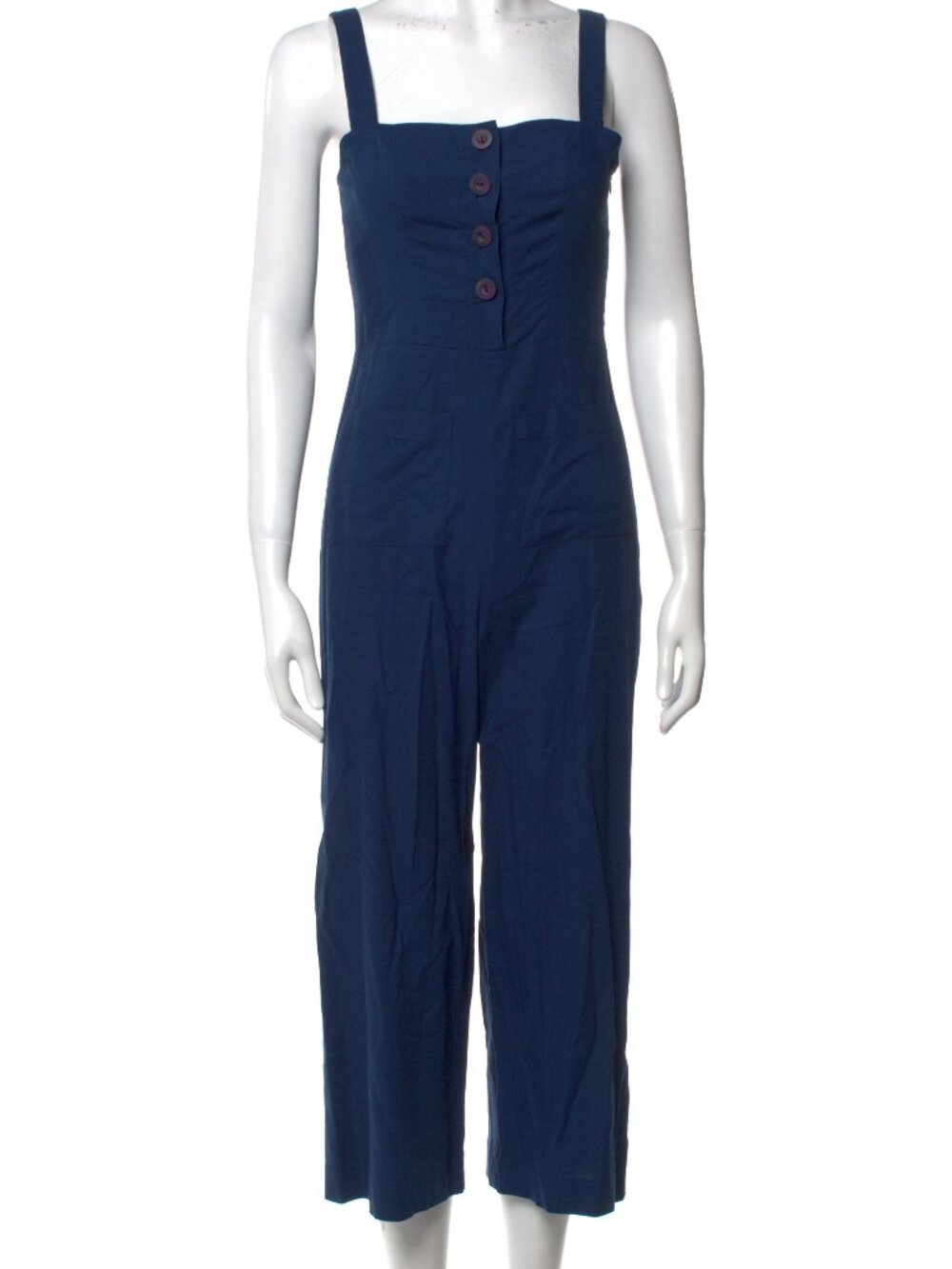 STAUD Boats At The Dock Button Up Deep Blue Jumpsuit